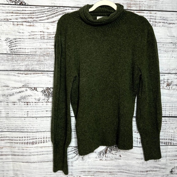 J. Crew Puff Sleeve Sweater Extra Soft Yarn Wool Blend Green Med - Picture 2 of 4